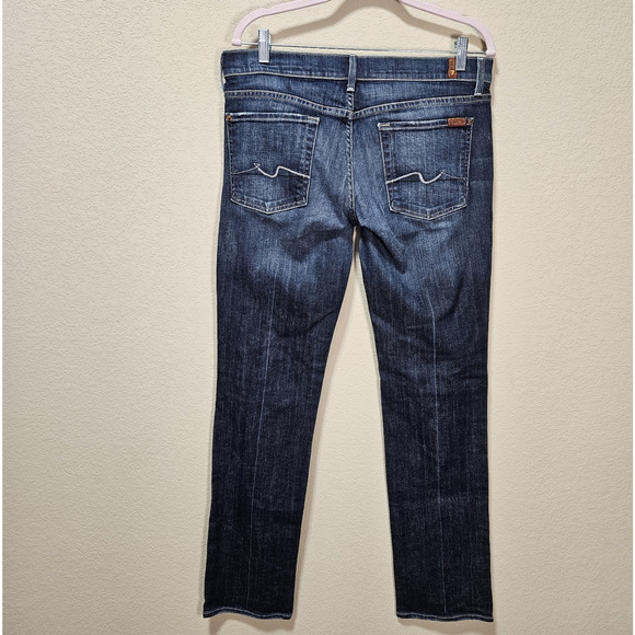 7 For All Mankind Y2K Vintage Womens 32 Jeans Low Rise Straight Leg Blue Denim - Picture 6 of 16